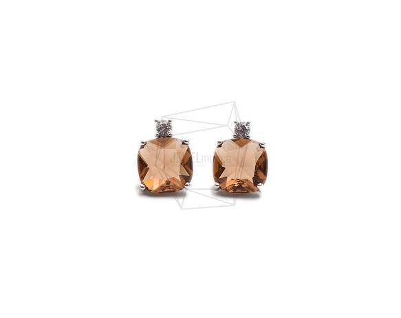 ERG-2297-R【2個入り】スクエアガラスピアス,Square Glass Post Earring