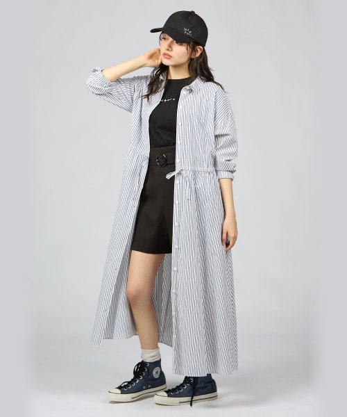 WW13 ROBE ストライプベーシックシャツドレス