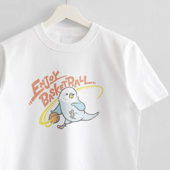 Tシャツ（ENJOY BASKETBALL / ドリブル / セキセイインコ / ブルー）