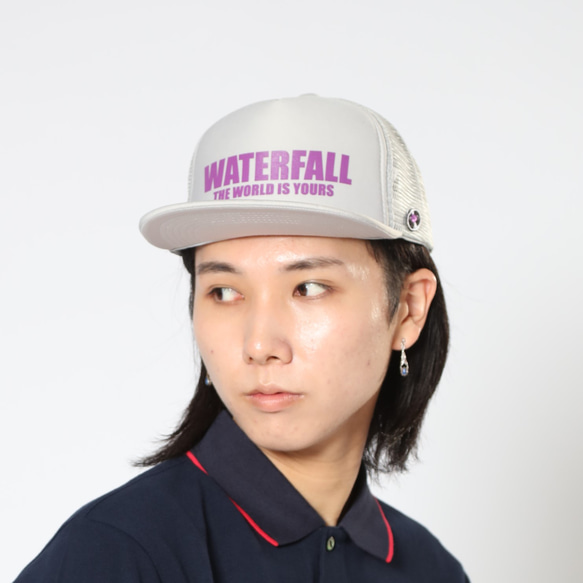 ロゴメッシュキャップ（レコードワッペン）　グレー　F　ユニセックス　夏　WATERFALL　2021SS 復刻商品