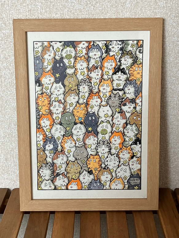 【みんなが持ってるもの】動物　絵　原画　アート　マーカー　花