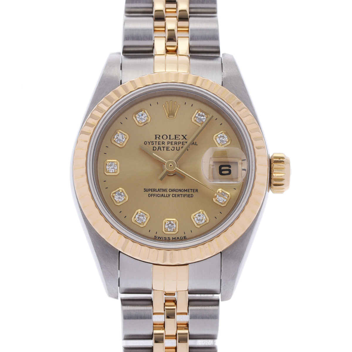 ROLEX ロレックス デイトジャスト 10Pダイヤ 69173G レディース YG/SS 腕時計 自動巻き シャンパン文字盤 Aランク 中古 