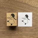 ■受注制作■ 【お皿にのせて/みつあみ】イラストはんこ　3×4cm　ラバースタンプ