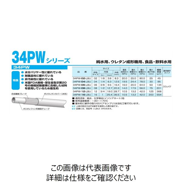 ニッタ（NITTA） ホース 100m 34PW-06-LBU-100 1巻（直送品）