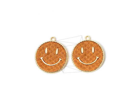 PDT-2011-G【4個入り】ラウンドスマイルペンダント,Round Smile Pendant