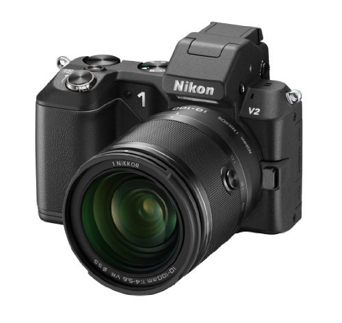 Nikon ミラーレス一眼 Nikon 1 V2 小型10倍ズームキット 1 NIKKOR VR 10-100mm f/4-5.6付属 ブラック N1V210ZKBK【中古品】