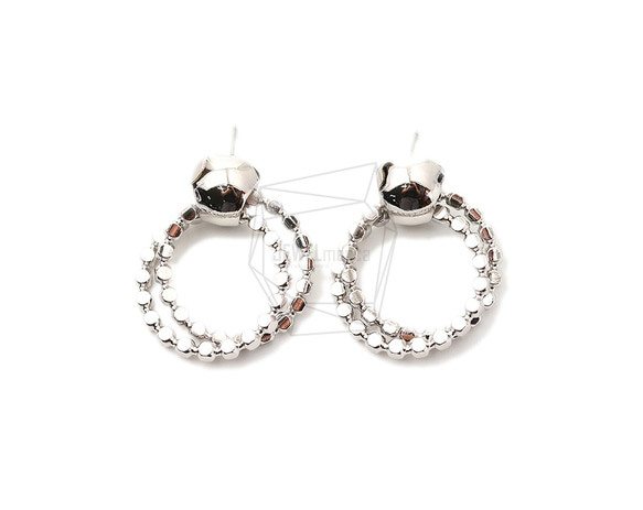 ERG-1700-R【2個入り】ダブルリングピアス,Double Linked Rings Post Earring