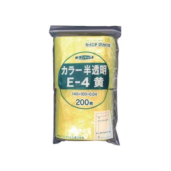 生産日本社（セイニチ） 「ユニパック」 E-4 黄 140×100×0.04 200枚入 FC725FV-3667456