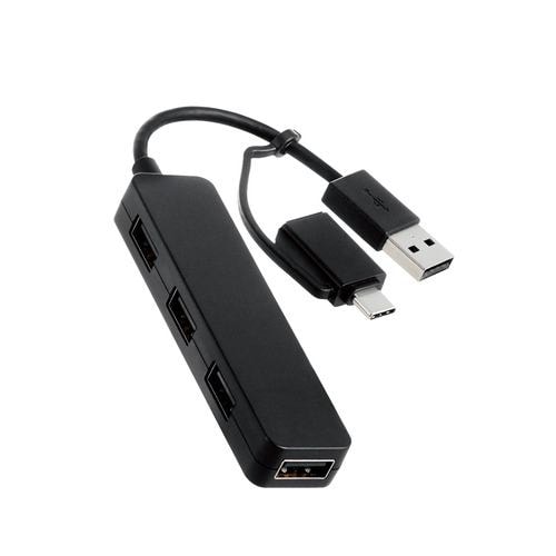 エレコム U2H-CA4003BBK USB Type-C変換アダプター付き USB2.0ハブ Windows Mac他対応 バスパワー ブラック