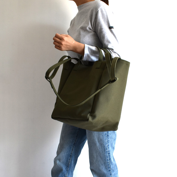 DROP2 SHOULDER TOTE BAG（オリーブ/カーキ）