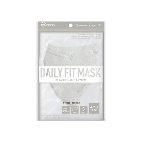 アイリスオーヤマ DAILYFITMASK立体 ふつう 5枚入 ニュアンスグレー FCU8486-RK-F5SXH