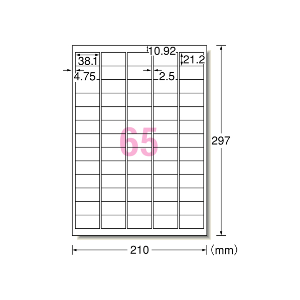 エーワン ラベルシール[下地隠せて修正] A4 65面 12シート F895323-31673