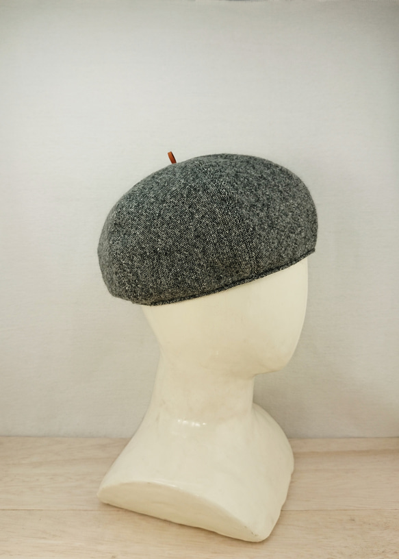 Tweed beret   black×white