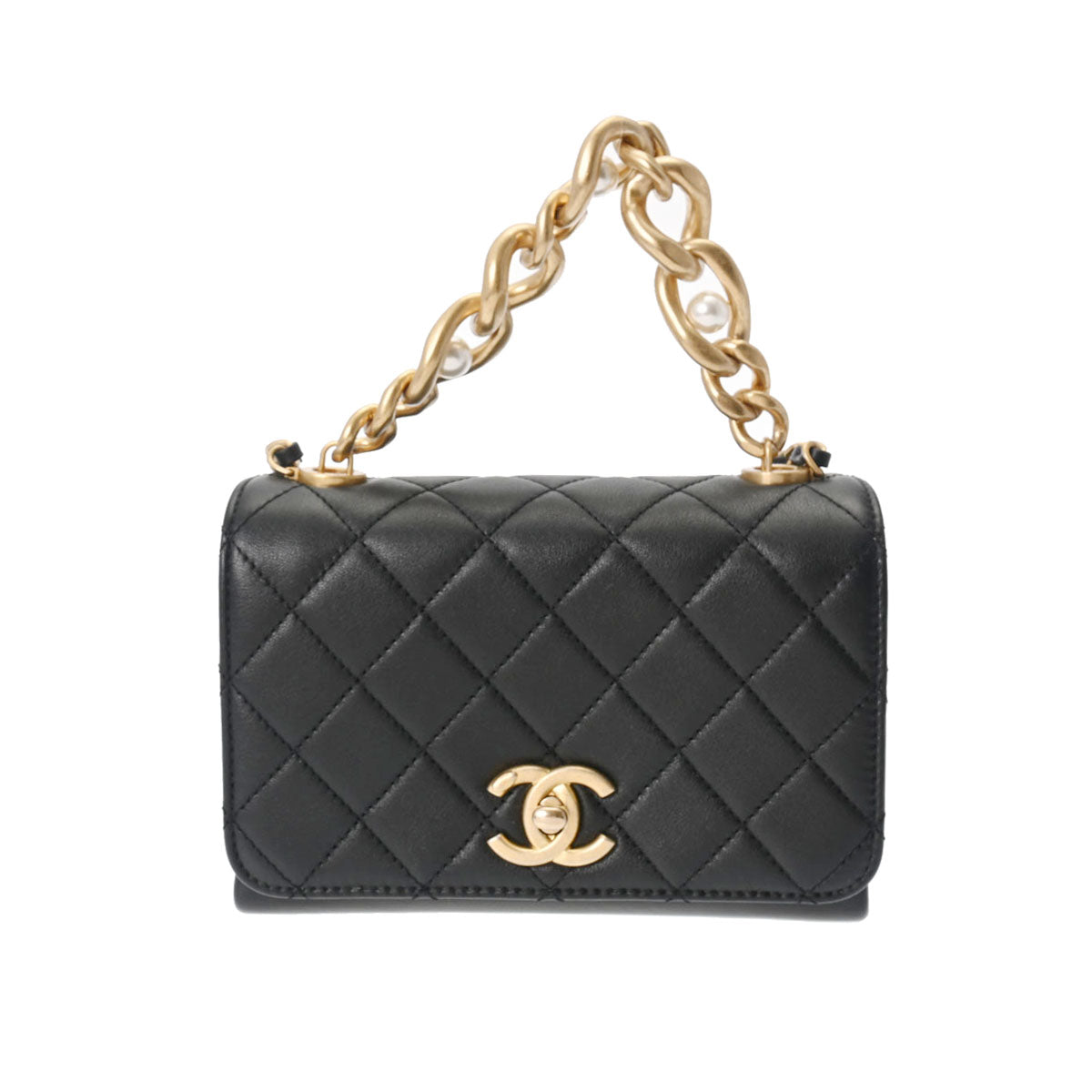 CHANEL シャネル マトラッセ  ミニマトラッセ チェーンショルダー 18cm 黒 ゴールド金具 AS2638 ユニセックス カーフ ショルダーバッグ 未使用 