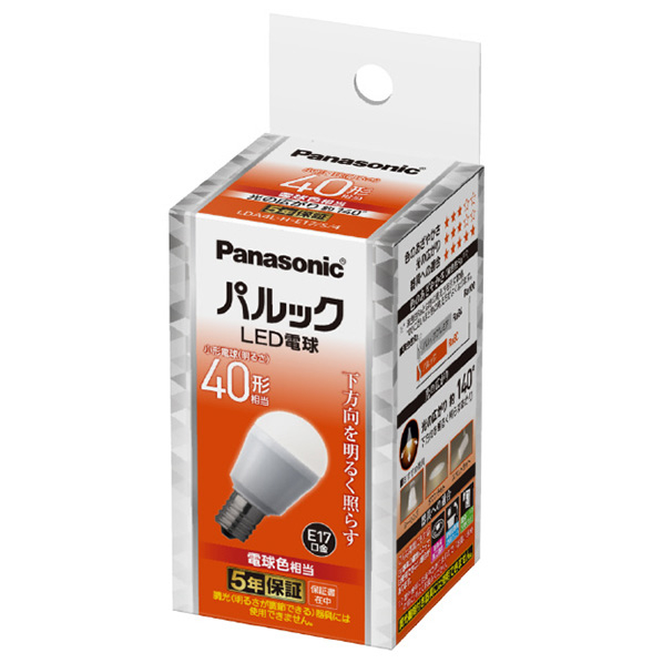 パナソニック LED電球 E17口金 全光束440lm(4．3W小形電球下方向タイプ) 電球色相当 パルック LDA4LHE17S4