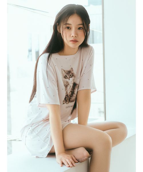 gelato pique/【ONLINE限定】CATドット柄ワンポイントTシャツ＆ショートパンツセ･･･