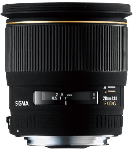 SIGMA 単焦点広角レンズ 28mm F1.8 EX DG ASPHERICAL MACRO キヤノン用 フルサイズ対応【中古品】