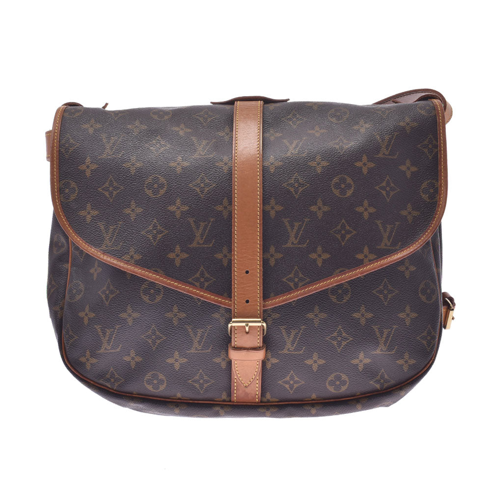 LOUIS VUITTON ルイヴィトン モノグラム ソミュール35 ブラウン M42254 ユニセックス モノグラムキャンバス ショルダーバッグ Bランク 中古 