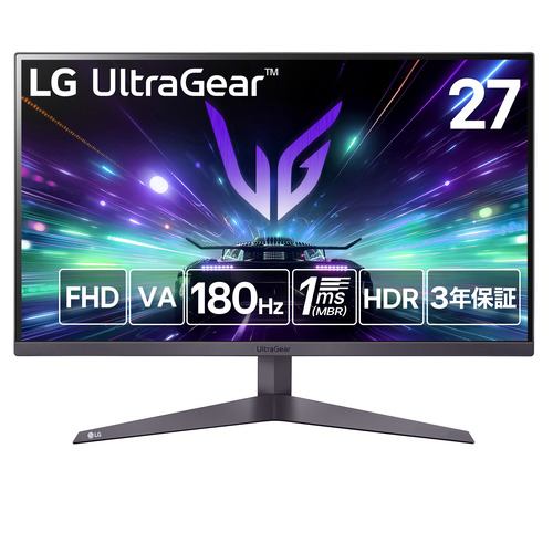 LGエレクトロニクス 27GS50F-B LG UltraGear／ゲーミングモニター／27.0型／VA／フルHD／ノングレア／180Hz／FreeSync／HDR10