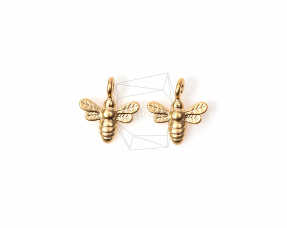 PDT-821-MG【4個入り】ハニービーペンダント,Honey Bee Pendant/10mm x 7mm