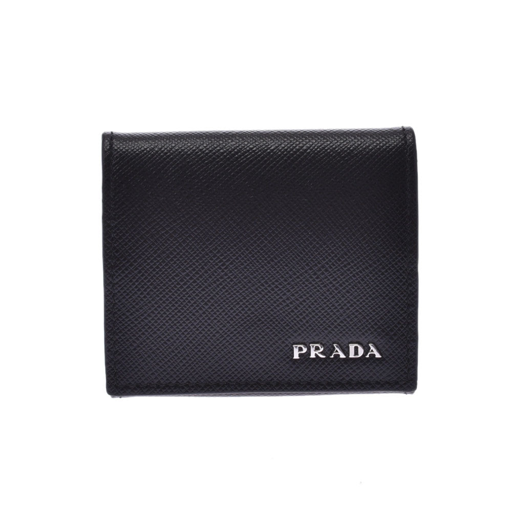 PRADA プラダ 小銭入れ 黒 シルバー金具 2MM935 ユニセックス サフィアーノ コインケース 新同 中古 