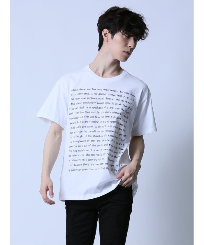 セマンティックデザイン/ロゴプリント クルーネック半袖Tシャツ