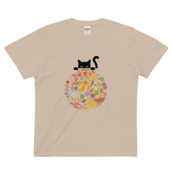 猫とゴハン コットンTシャツ：送料無料