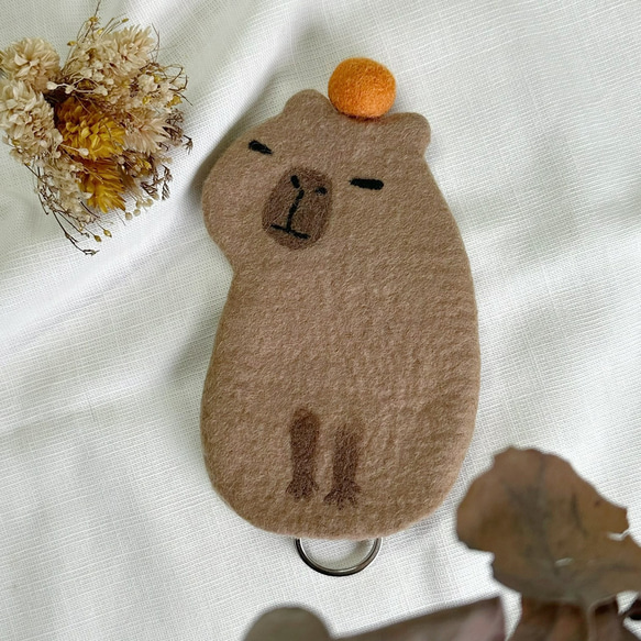 カピバラ 羊毛フェルト キーカバー キーバッグ 純ハンドメイド