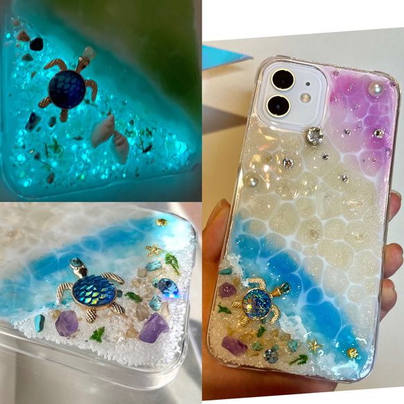 iPhoneケース15 海からのプレゼント海アート衝撃 スマホケース 運気上昇オルゴナイト