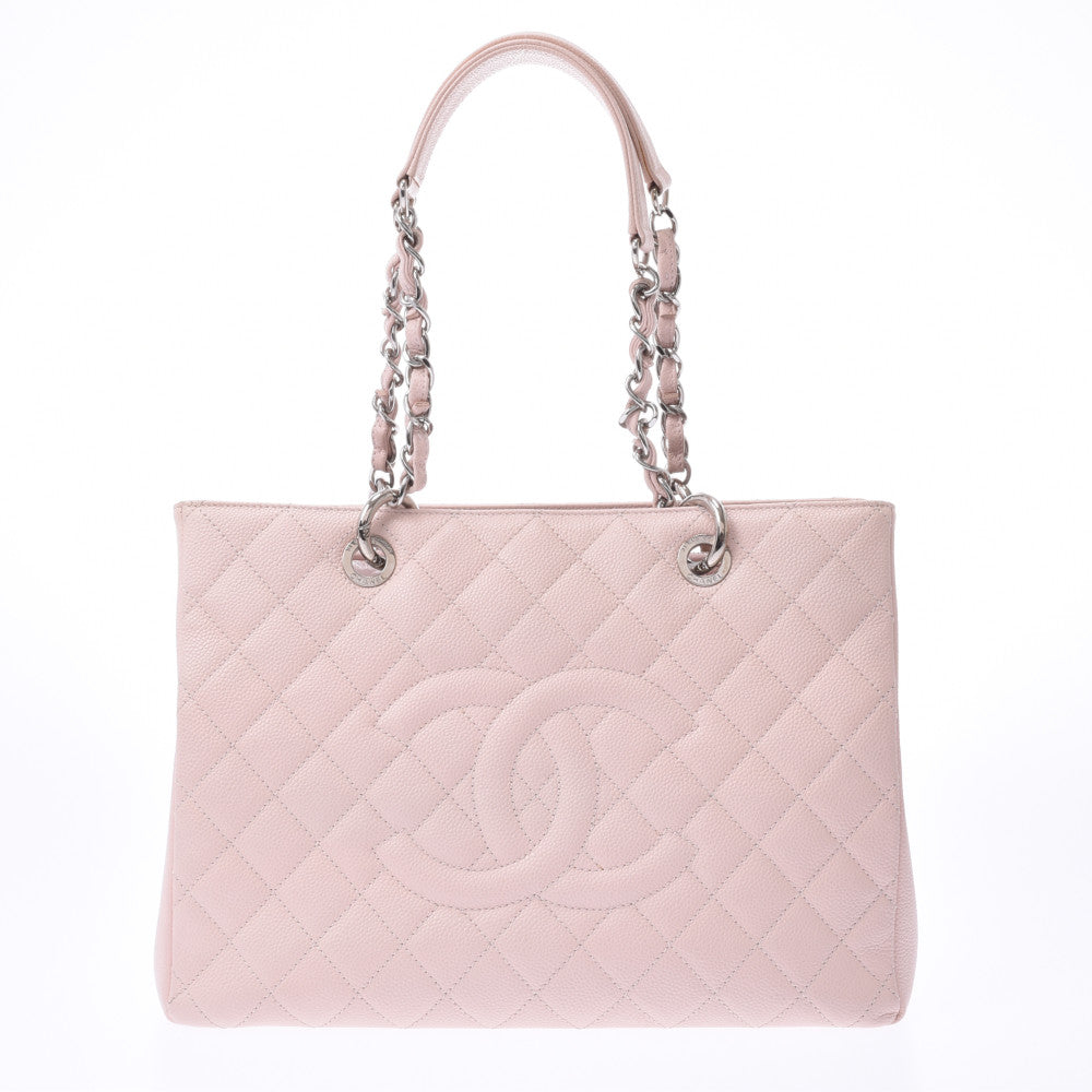 CHANEL シャネル マトラッセ GSTチェーントート ピンク シルバー金具 レディース キャビアスキン トートバッグ Aランク 中古 