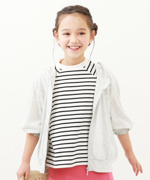 UVカット ドロップショルダーパーカー 子供服 キッズ 女の子 トップス パーカー トレーナー ジップパーカー