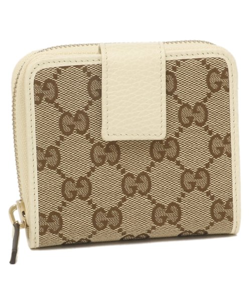 グッチ アウトレット 二つ折り財布 GGキャンバス ベージュ ホワイト レディース GUCCI 346056 KY9LG 9780