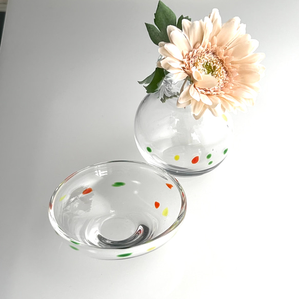 +yuragi no.15 dot glass set / vase& s plate