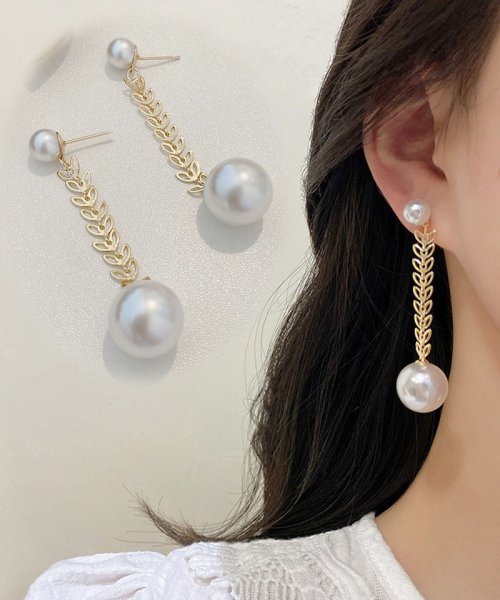 ピアス パール ロング 揺れる 大ぶりイヤリング シンプル かわいいロングピアス 人気アクセサリー