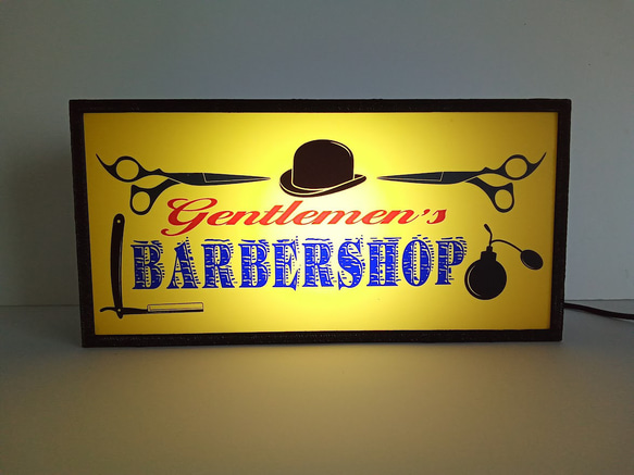 バーバー 理容室 ヘアーサロン 床屋 BARBER(vintage)② サイン 看板 置物 雑貨 LED2wayライト