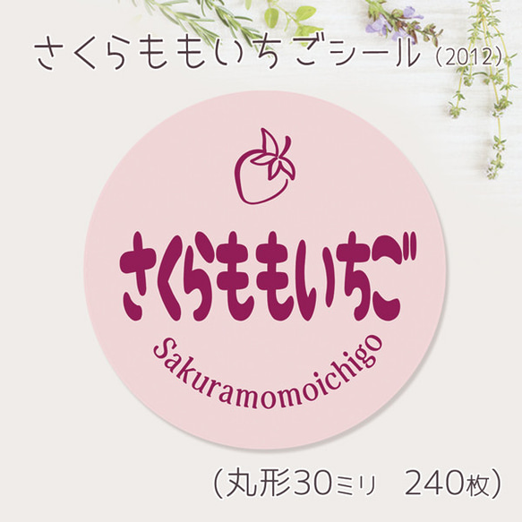 ご希望の文字印字可　さくらももいちご　シール（2012）　30ミリ 240枚