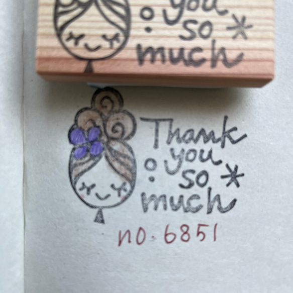 スタンプ　No. 6851 Thank you so much お団子の女の子