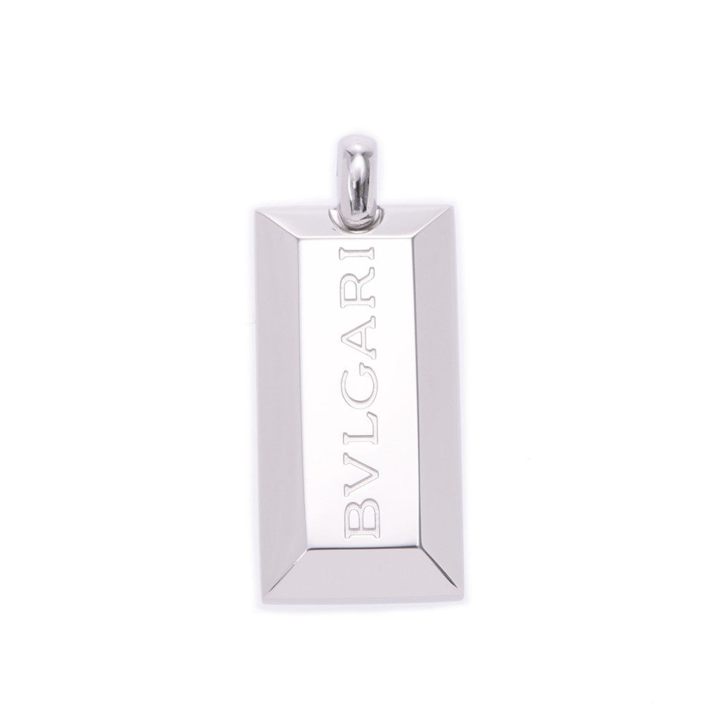 BVLGARI ブルガリ インゴット ロゴ ユニセックス K18WG ペンダントトップ Aランク 中古 