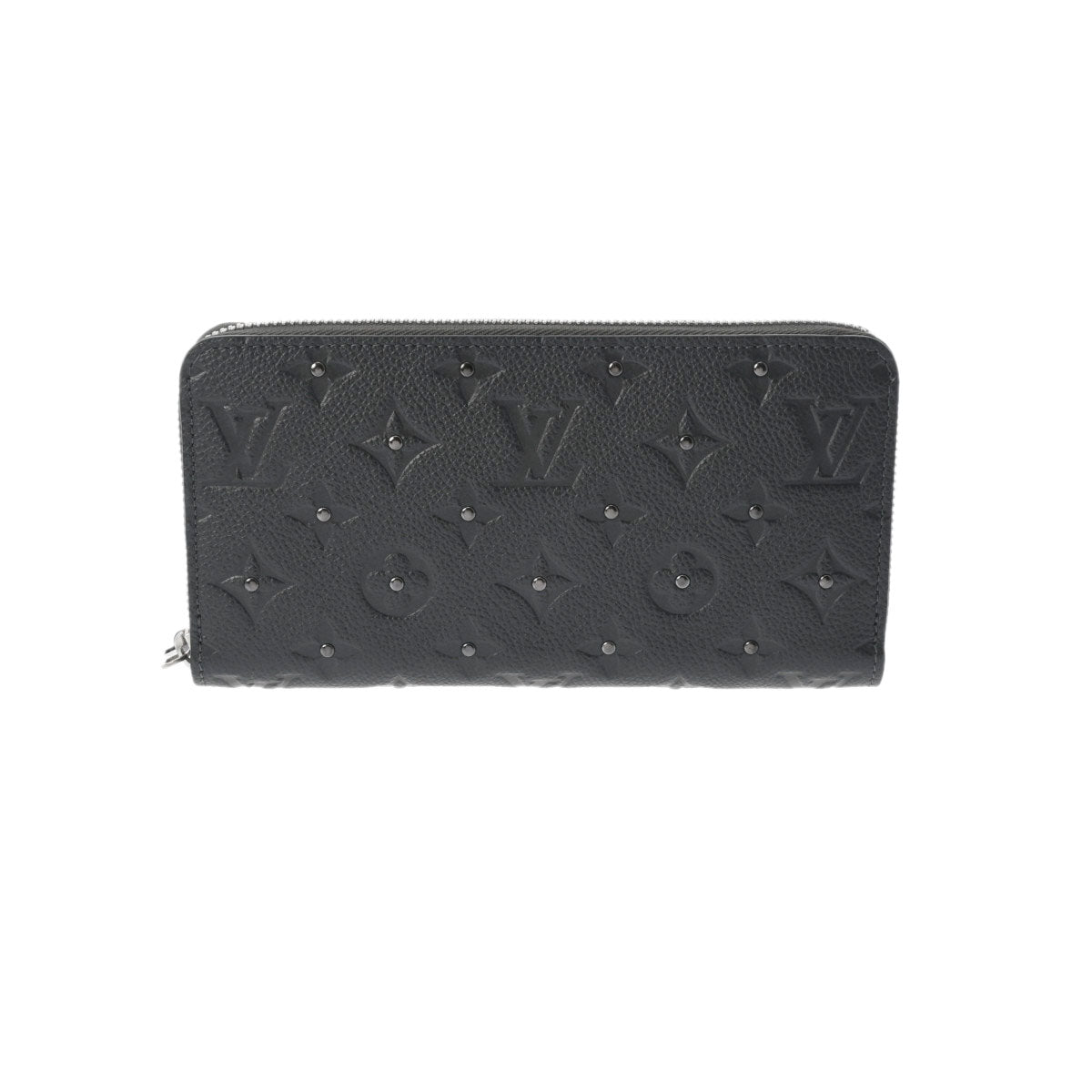 LOUIS VUITTON ルイヴィトン モノグラムアンプラント ジッピーウォレット スタッズ プラティーヌ M61442 ユニセックス レザー 長財布 新同 中古 