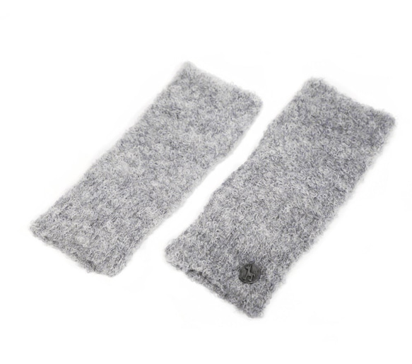 「alpaca boucle handwarmer」 size : F　color : ライトグレー　アルパカニット