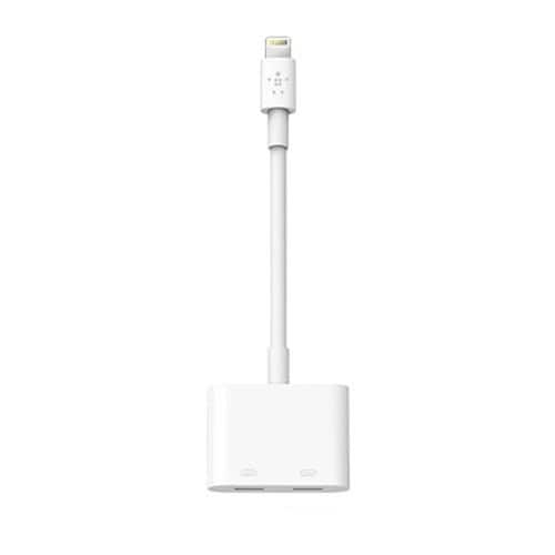 BELKIN ベルキン F8J198btWHT iPad mini iPhone 対応 変換アダプタ 充電・音楽専用 ホワイト Lightning → Lightning×2 MFi認証