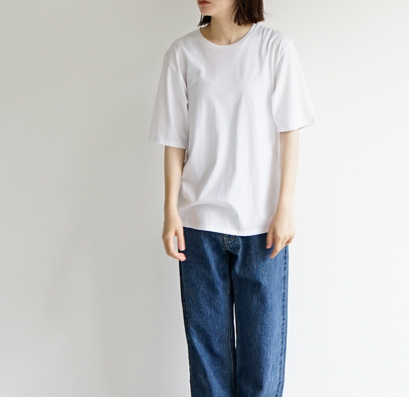 再入荷です！コットンシルク5部袖カットソー/ white/size1・2