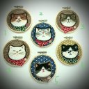 やんちゃねこの刺繍枠キーホルダー????　羊毛フェルト　羊毛刺繍