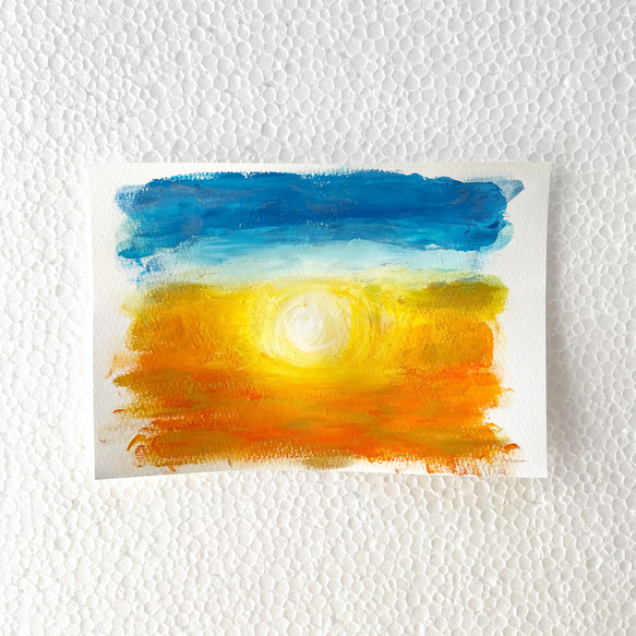 「夕日」　アート　絵画　抽象画　アクリル画