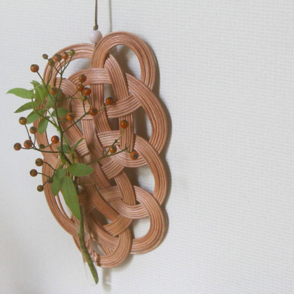 ラタン一輪挿しウォールデコ＿道草_CI / rattan  wall decor/ フラワーベース 壁掛け 試験管