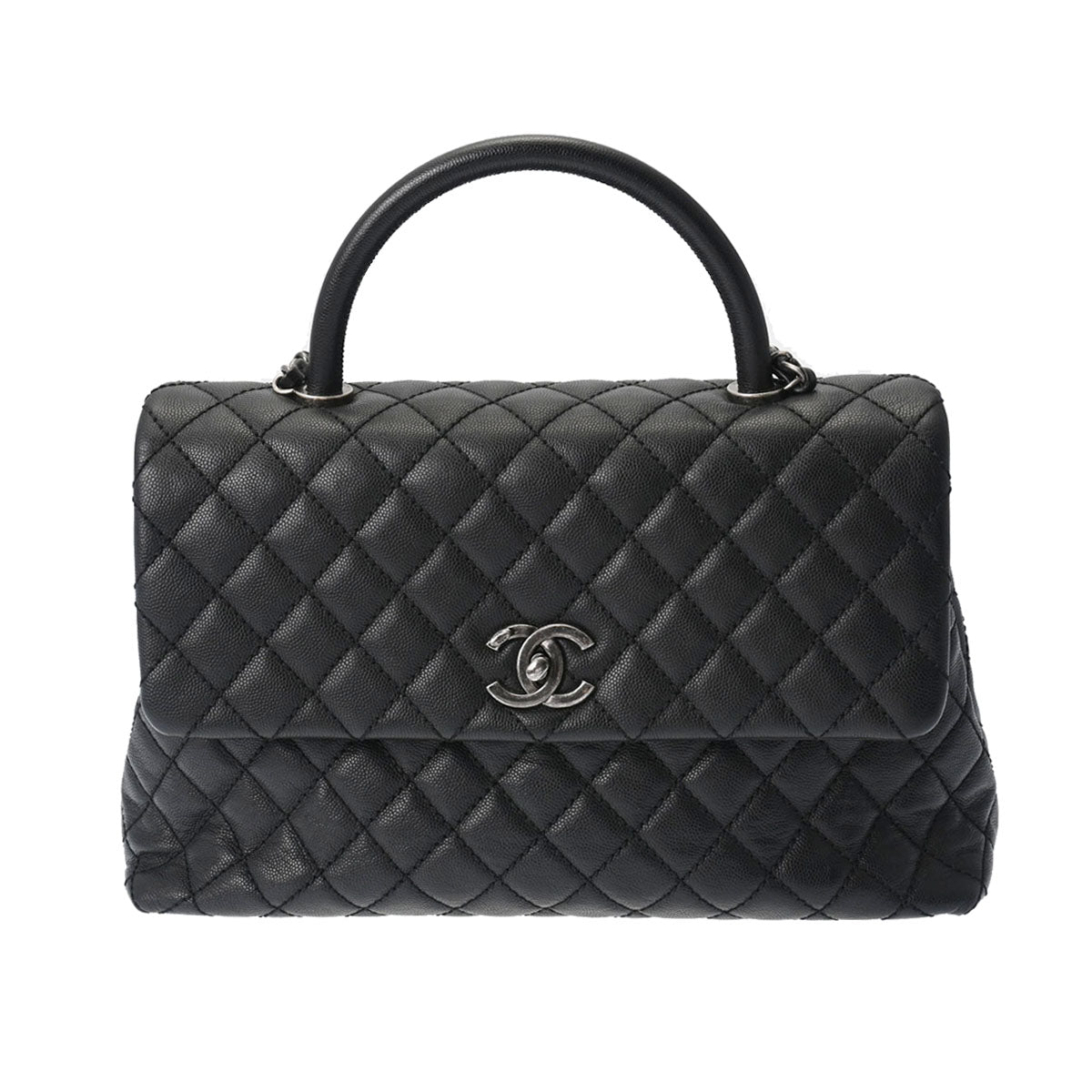 CHANEL シャネル マトラッセ トップハンドル 29 2WAY 黒 アンティーク調シルバー金具 A92991 レディース キャビアスキン ハンドバッグ Aランク 中古 