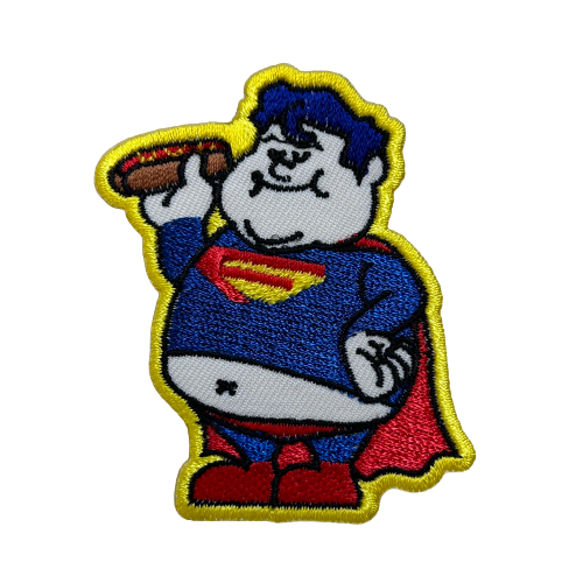 刺繍ワッペン　SUPER FAT BOY【HOTDOG イエロー】