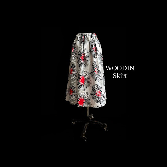 アフリカ コットンタックギャザースカート WOODIN