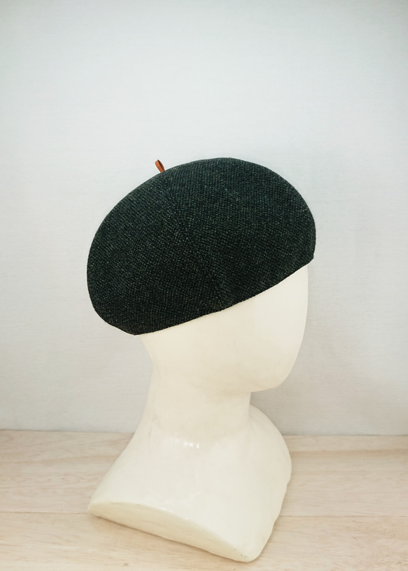 Tweed beret   dark green