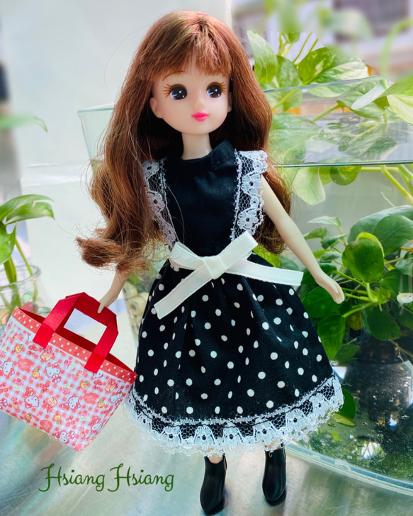 **Hsiang Hsiang**  licca-chan dress  ♡リカちゃん服   黑白水玉ワンピース